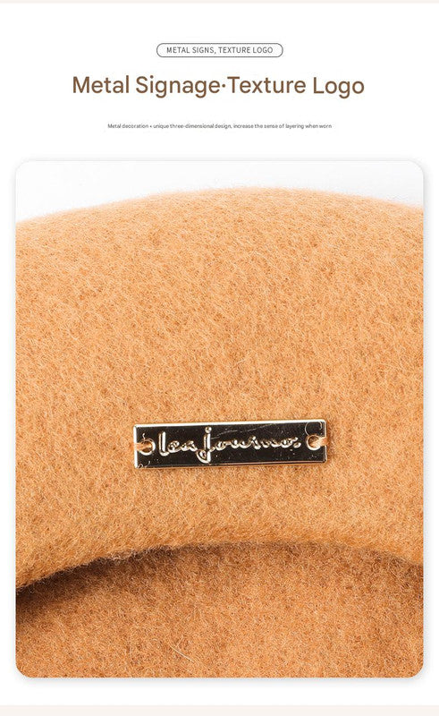 Dark Purple Elegant Wool Beret - Classic Warm Thick British Style Hat for Autumn & Winter