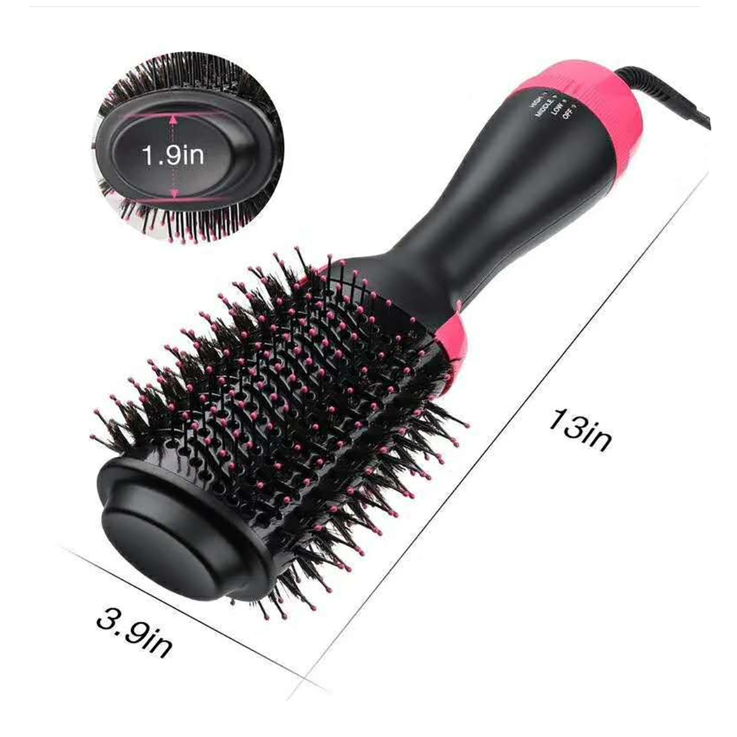 Pink And Grey One-Step Hair Dryer & Volumizer Hot Air Brush - Salon Styler for Drying, Smoothing & Volume