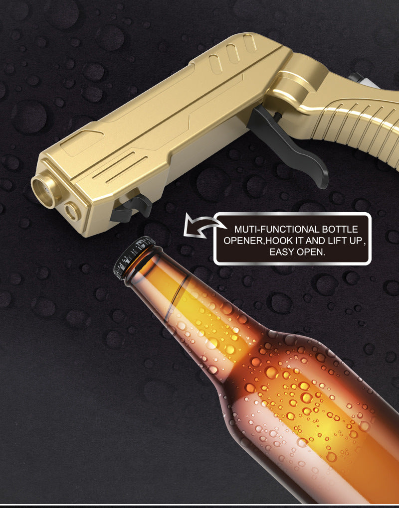 Silver Champagne & Beer Spray Gun - Ultimate Party Starter & Drink Dispenser with Bottle Opener