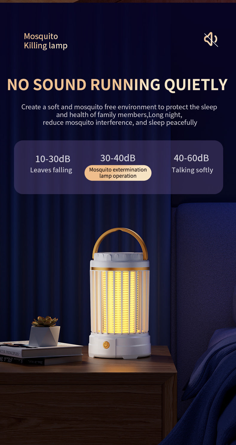 USB Rechargeable Dark Blue Portable 3-in-1 Electric Mosquito Zapper Lamp - UV Bug Killer, Warm Night Light & Bright Lantern