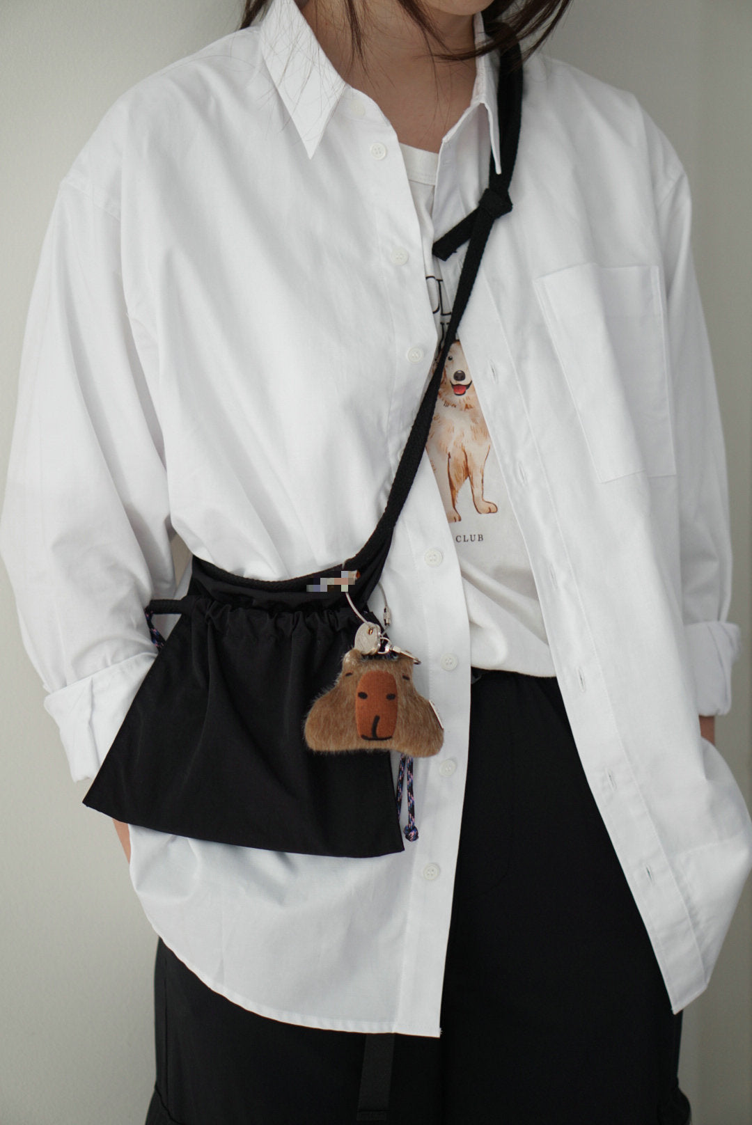 Blue 2PCS Cute Lightweight Drawstring Crossbody Phone Bag - Simple Mini Shoulder Pouch (21x22cm)