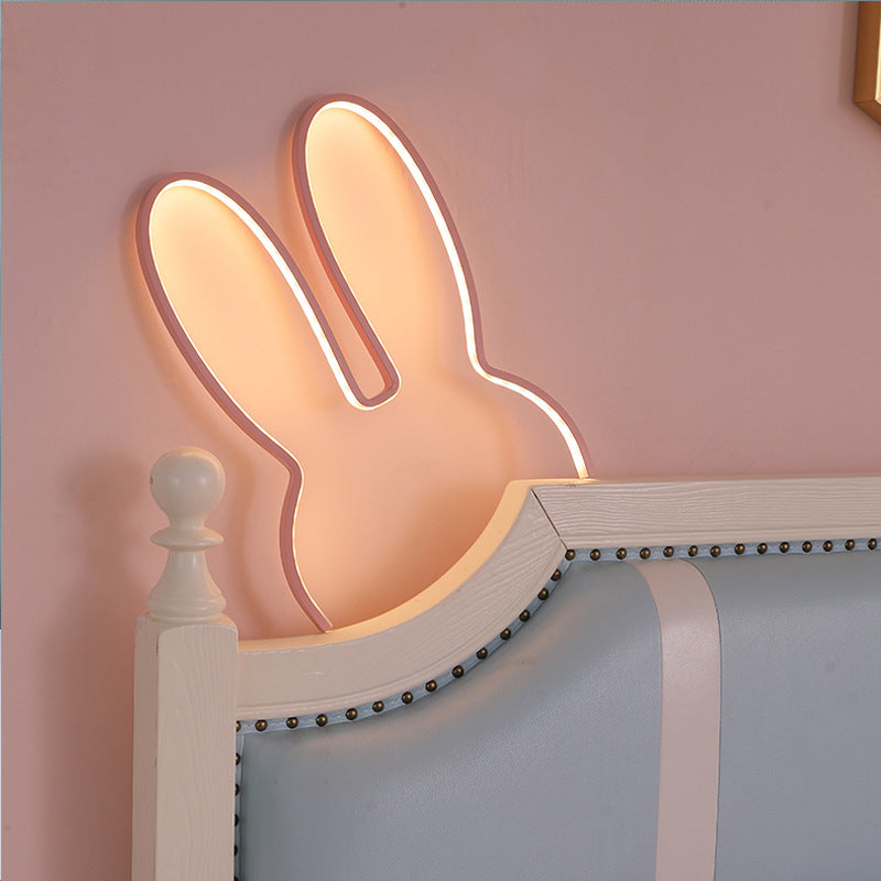 White 40x30cm Adorable Bunny LED Wall Night Light - USB Powered Warm White Lamp for Kids Room Decor