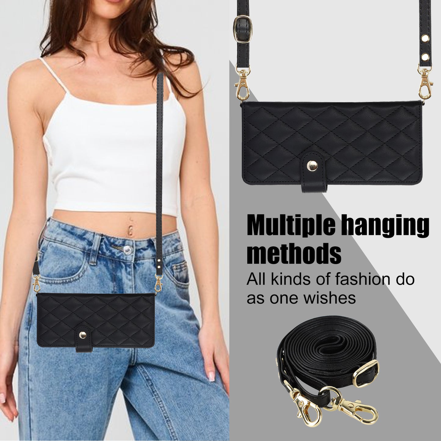 Purple Galaxy Z Fold4 Multi-Functional Leather Wallet Case for Samsung Z Fold Series - Crossbody with Pen Slot, Quilted Design Pen Not Included