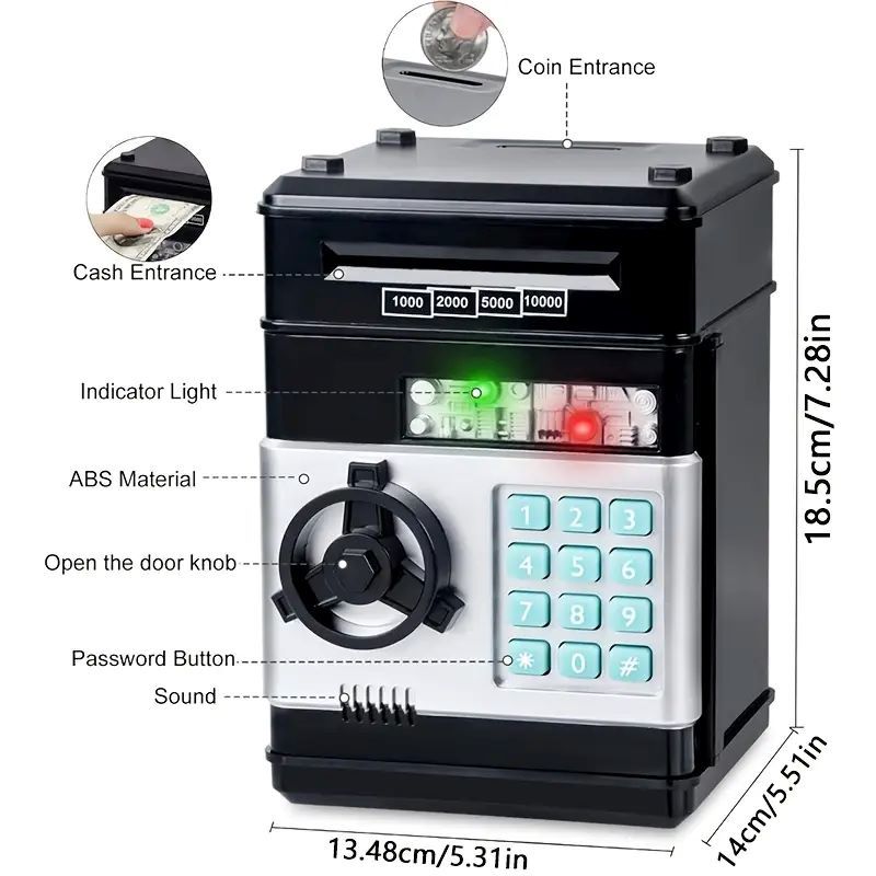 Red Children's Mini Safe Piggy Bank with Fingerprint and Password Lock