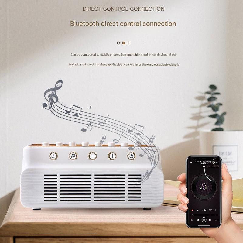Retro White Noise Sound Machine & Bluetooth Speaker - 8 Nature Sounds, Smart Timer(white)