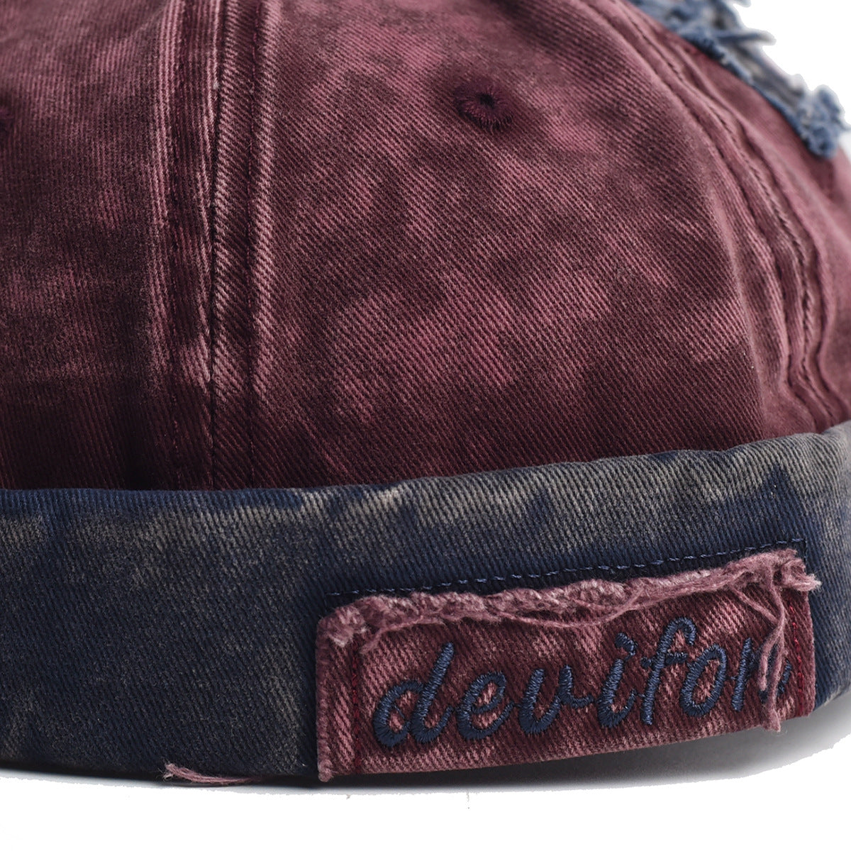 Vintage Washed Cotton Docker Cap - Unisex Brimless Beanie Hat with Star Patch(Green)