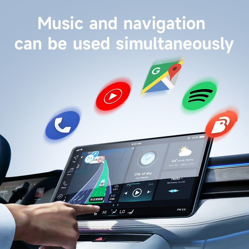 2-in-1 Wireless CarPlay & Android Auto Adapter - Plug & Play Dongle for Cars(Applicable to iPhone-Black)