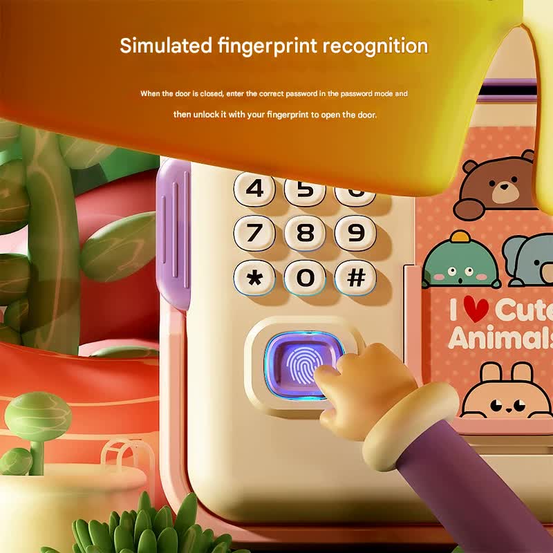 Interactive Kids' Piggy Bank Safe with Music, Stories & Password Lock(Cyan)