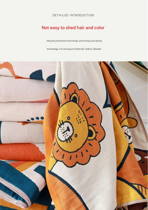 Premium Cartoon Animal Print Gauze Bath Towel - 70x140cm, Soft, Absorbent(Sun God 70*140)