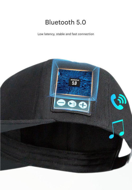 Wireless Bluetooth 5.0 Music Hat - Outdoor Speaker Cap with Mic, Sun Protection & Breathable Fabric(Navy blue)