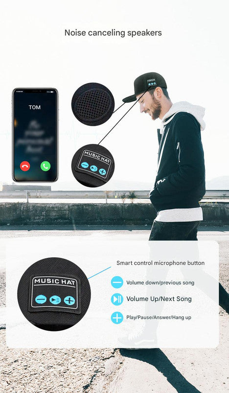 Wireless Bluetooth 5.0 Music Hat - Outdoor Speaker Cap with Mic, Sun Protection & Breathable Fabric(Light gray)