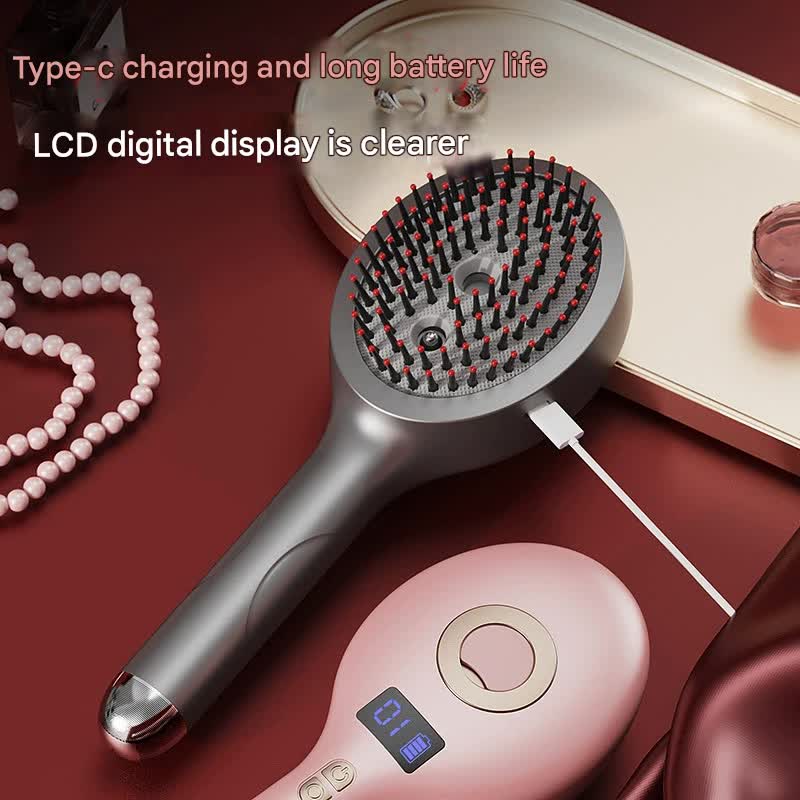 4-in-1 SPA Scalp Care Massage Comb - Red Light Therapy, Nano Steam & Vibration, USB-C Rechargeable(Pink)