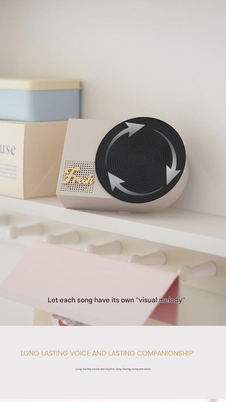 Retro Phonograph Bluetooth Speaker - Rotating Disc, Bluetooth 5.3, AUX/TF Card, 8H Playtime(Pink)