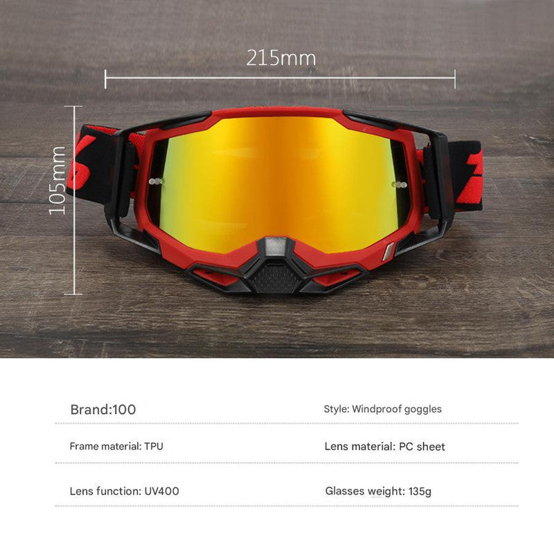 Pro Motocross Goggles - Windproof, UV400 Protection with TPU Frame & PC Lens, Adjustable Strap(Yellow frame,transparent lens)