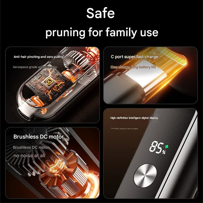 Electric Nose & Ear Hair Trimmer - USB-C Rechargeable, LED Display, Washable 360deg Head, Low Noise(silver)