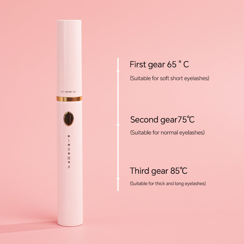 Rechargeable Heated Eyelash Curler Wand - 3 Temperature Gears, Type-C Charging, All-Day Curl(Black)