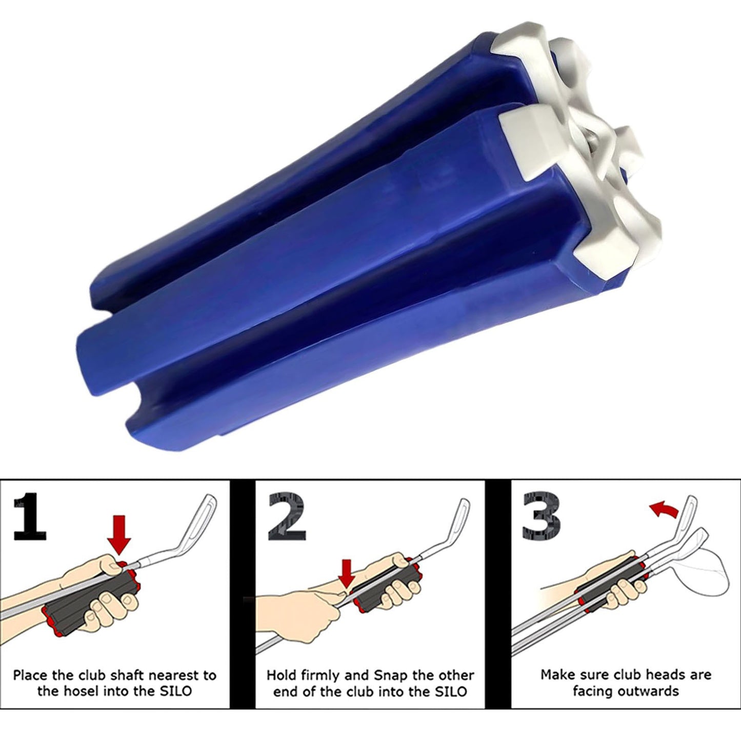 Portable Golf Club Carrier "SILO" - Holds 3 Clubs, Lightweight & Easy to Use(Gray blue)