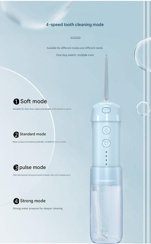 Portable Water Flosser - 70-Day Battery, 4 Modes, 5 Nozzles, IPX7 Waterproof, 200ml Telescopic Tank(Blue)
