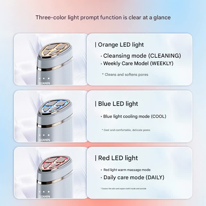 Multi-Function Facial Beauty Device - 6 Modes, 3 Intensity Levels, LED Therapy & Magnetic Charging(white)