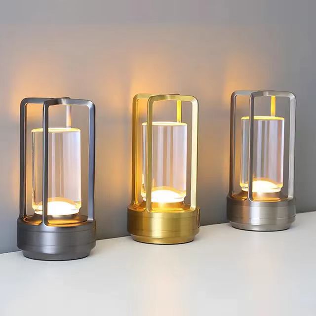 Cross-Shaped LED Table Lamp - Gold Touch Button with USB Charging