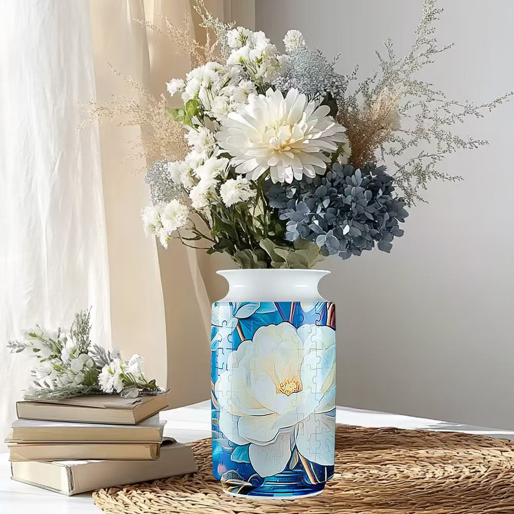 Colorful Style 1 DIY 3D Puzzle Vase - Creative Jigsaw Flower Holder with Waterproof Liner - Decorative Home Accent & Unique Gift