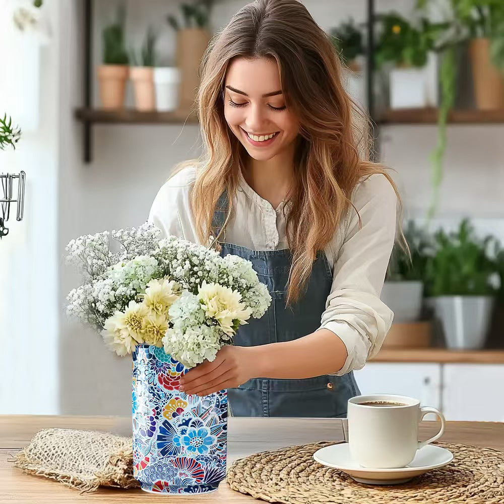 Colorful Style 3 DIY 3D Puzzle Vase - Creative Jigsaw Flower Holder with Waterproof Liner - Decorative Home Accent & Unique Gift