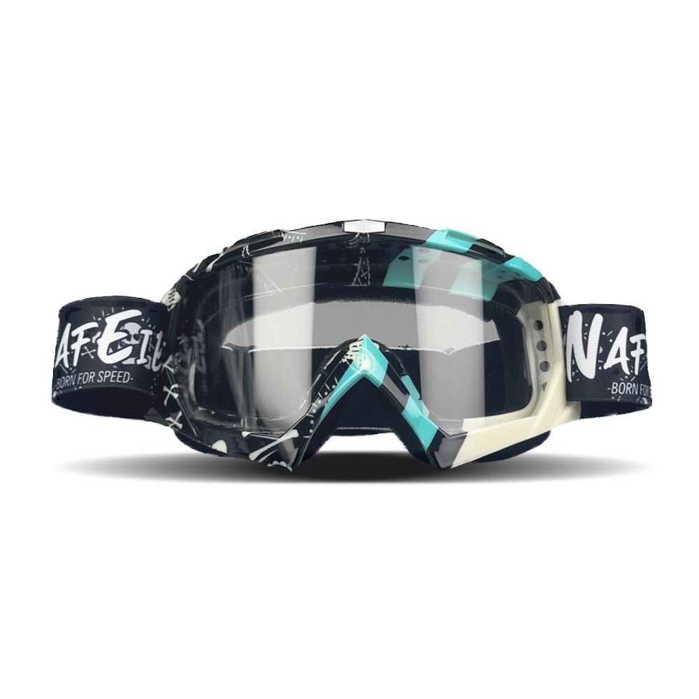 Cyan Frame and Transparent Sheet Versatile Sports Goggles - Windproof UV Protection for Skiing, Motorcycle, Cycling & Outdoor Adventures