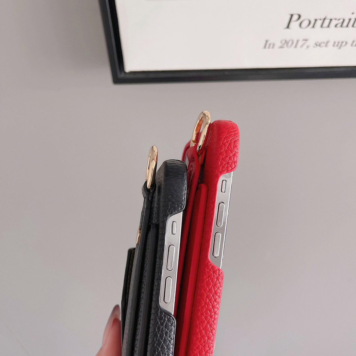 Red Chic PU Leather Crossbody Wallet Case for iPhone 16 Pro - Card Holder with Detachable Strap & Finger Ring Grip