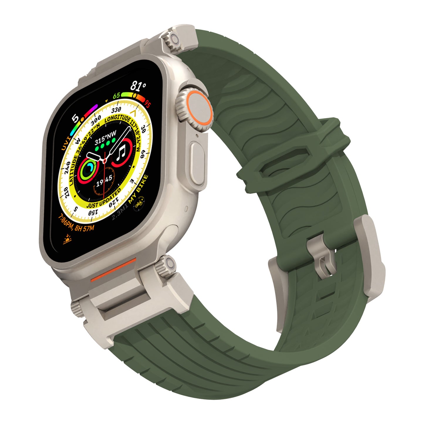 Dark Blue Rugged Tactical Silicone Strap for Apple Watch Ultra & Series - Heavy-Duty Metal Clasp