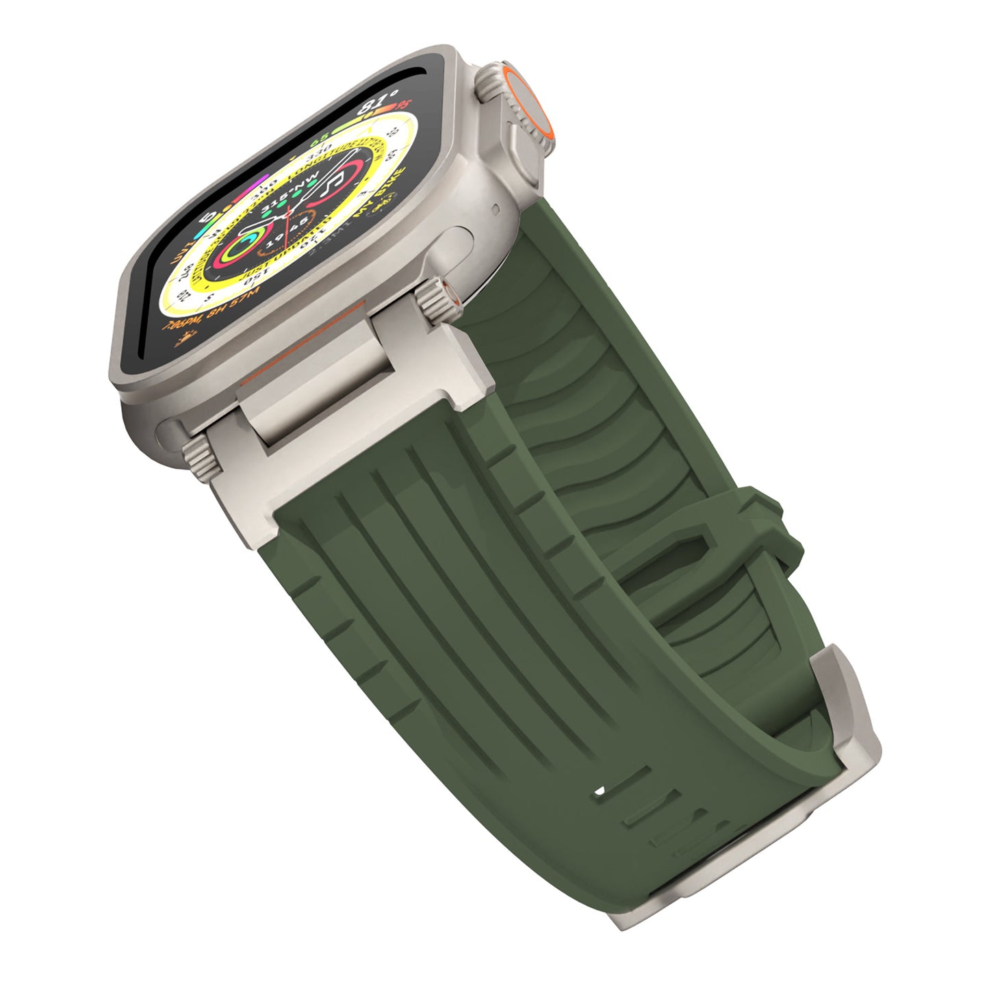 Dark Grey Rugged Tactical Silicone Strap for Apple Watch Ultra & Series - Heavy-Duty Metal Clasp