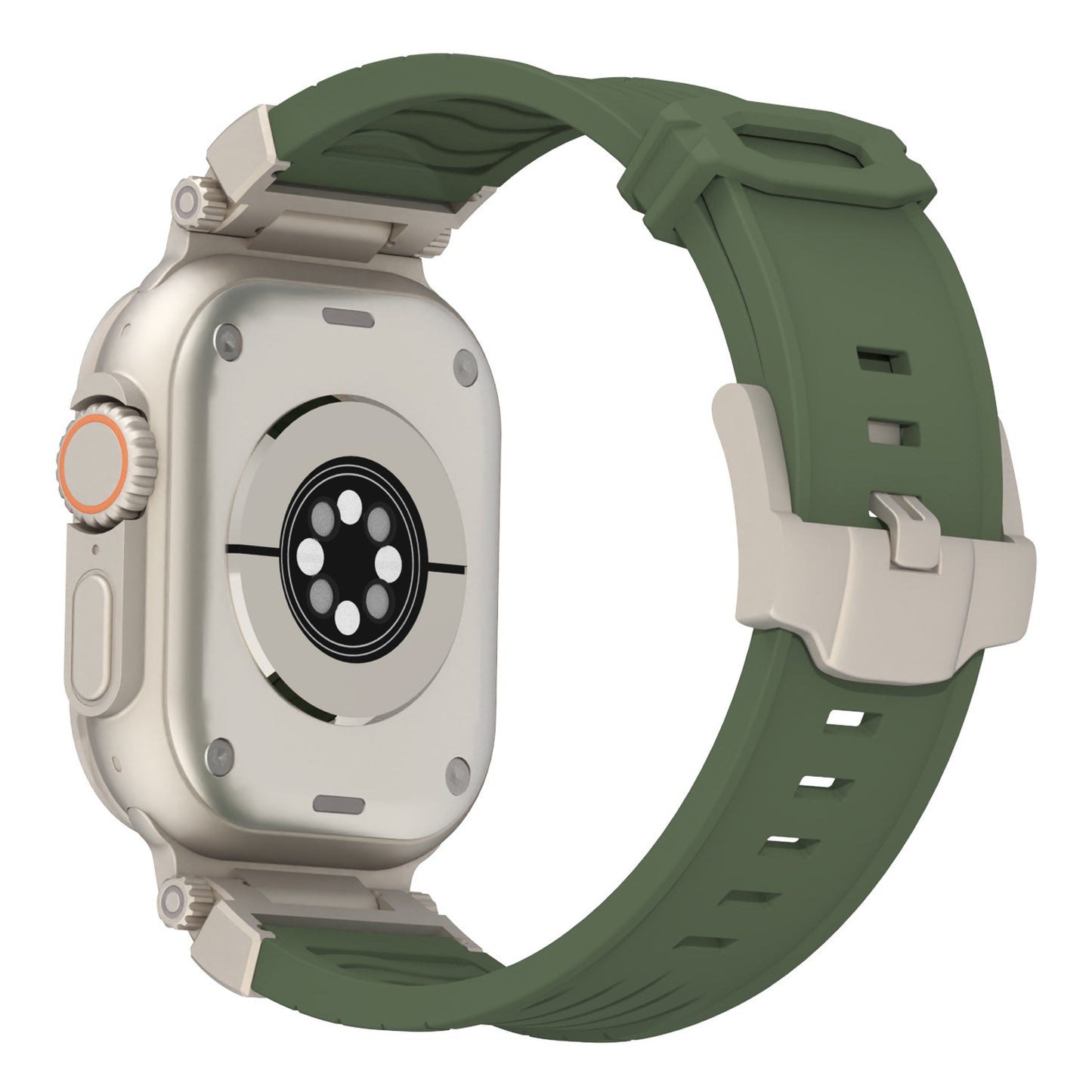 Black Rugged Tactical Silicone Strap for Apple Watch Ultra & Series - Heavy-Duty Metal Clasp