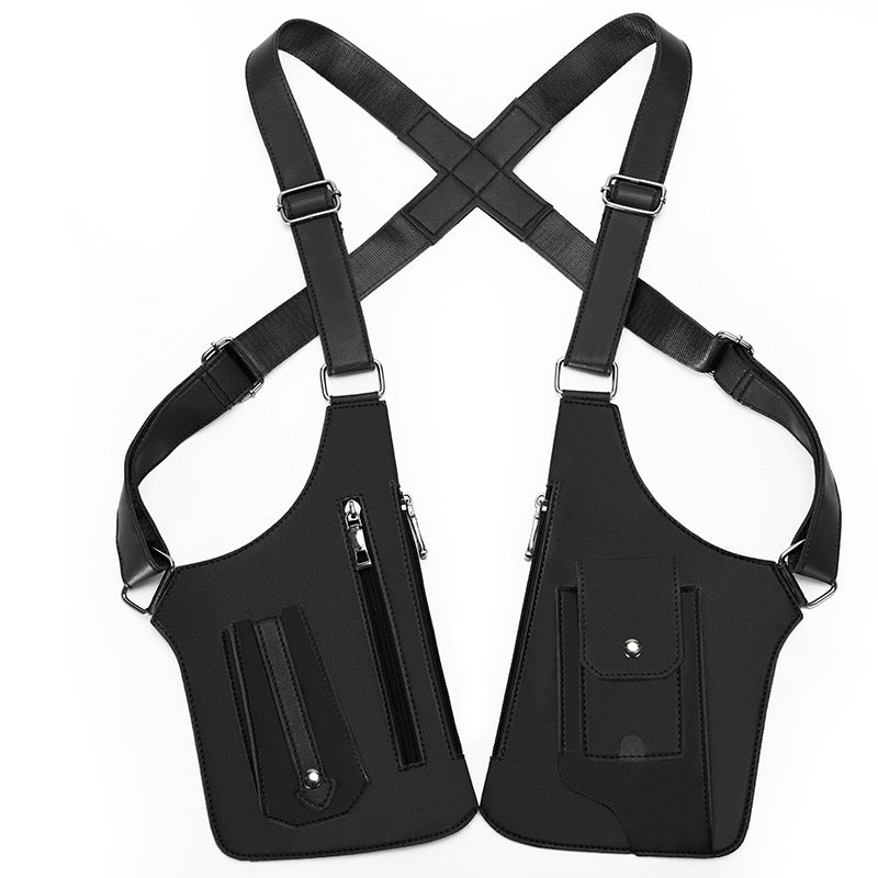 Black Urban Tactical Anti-Theft Shoulder Holster Bag - Secure Multi-Pocket Chest Rig for Men