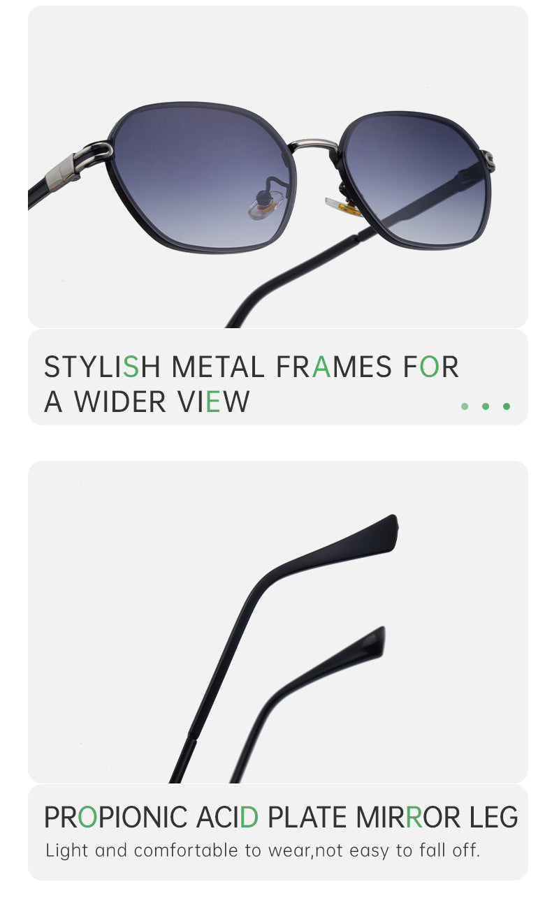 Dark Green Gradient Lenses Chic Oval Sunglasses for Women - UV400 Protection Lightweight Metal Frame, Comfortable Design