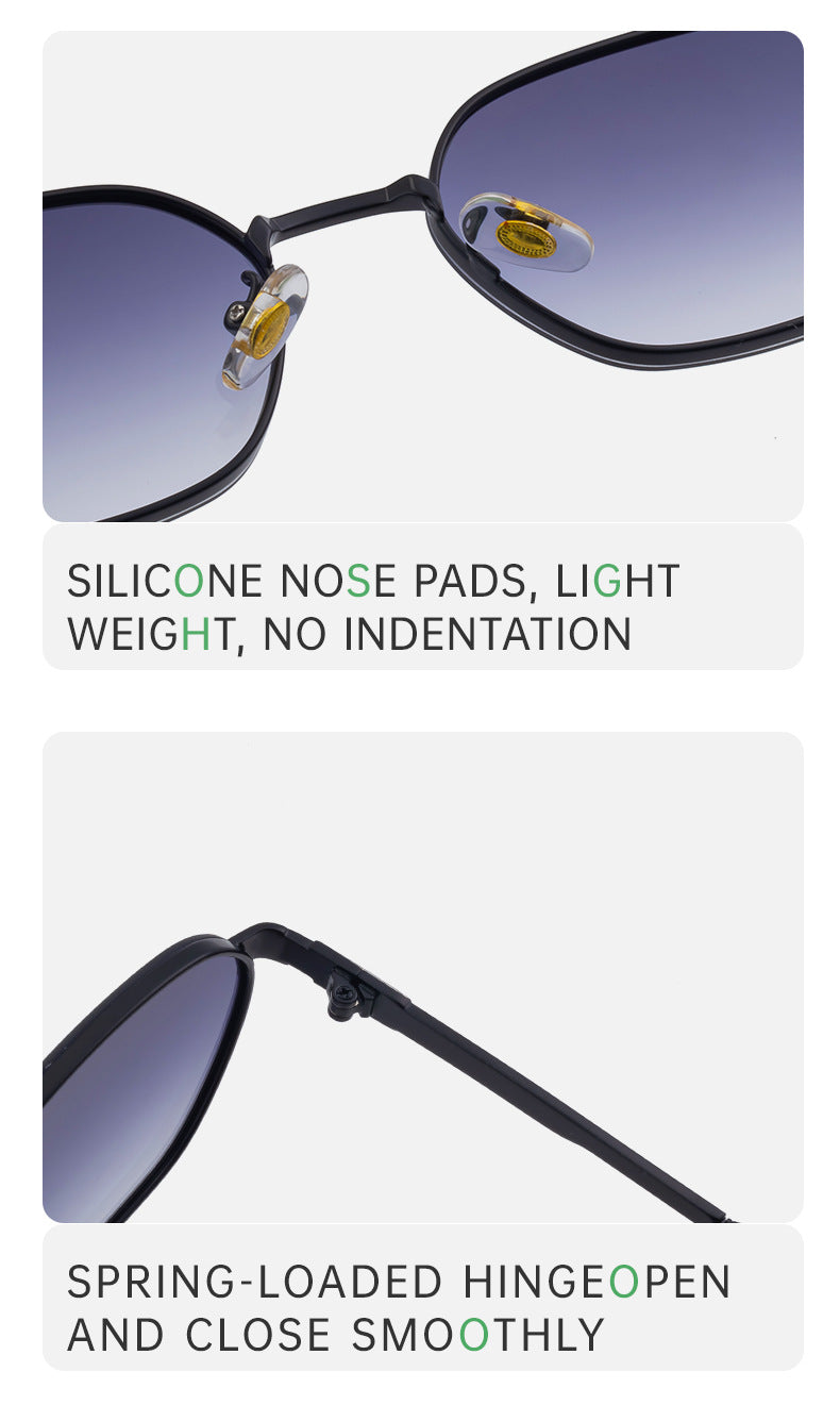 Blue Gradient Lenses Chic Oval Sunglasses for Women - UV400 Protection Lightweight Metal Frame, Comfortable Design