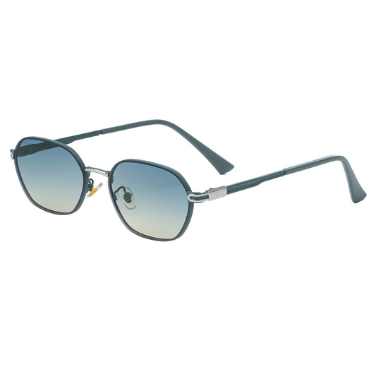Green Gradient Lenses Chic Oval Sunglasses for Women - UV400 Protection Lightweight Metal Frame, Comfortable Design