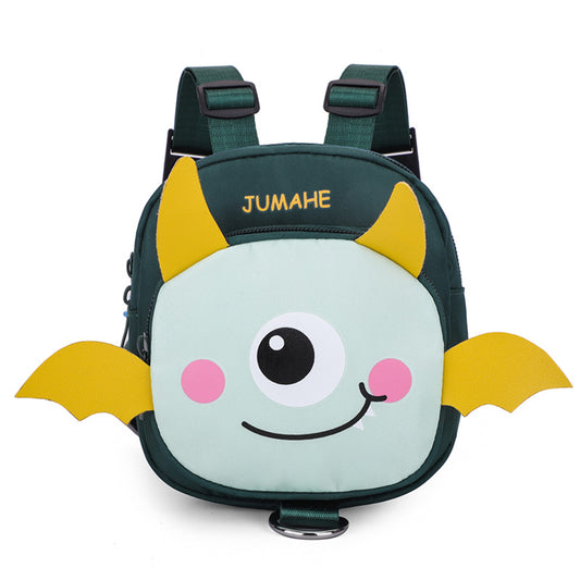Dark Green Adorable Monster Pet Backpack Harness - Small Dog & Cat Treat Pouch with Poop Bag Dispenser