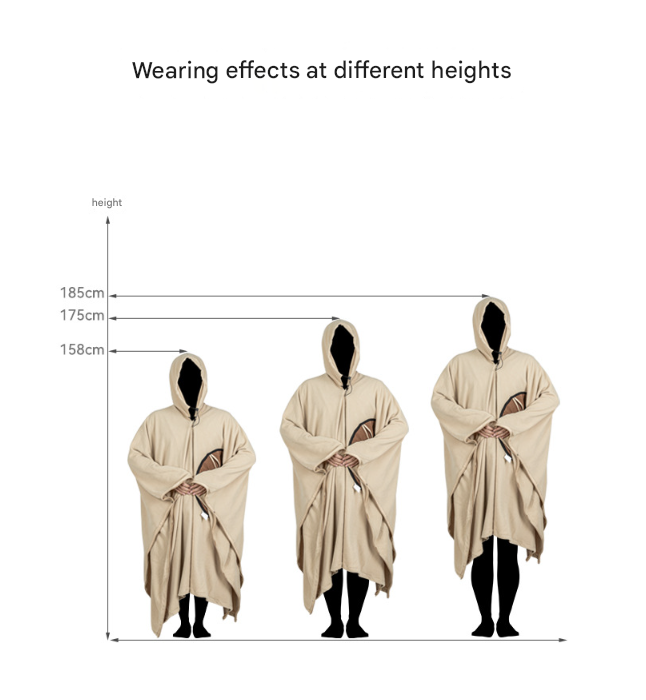 Green Cozy 4-in-1 Wearable Fleece Poncho Sleeping Bag - Multifunctional Camping Blanket with Detachable Hood
