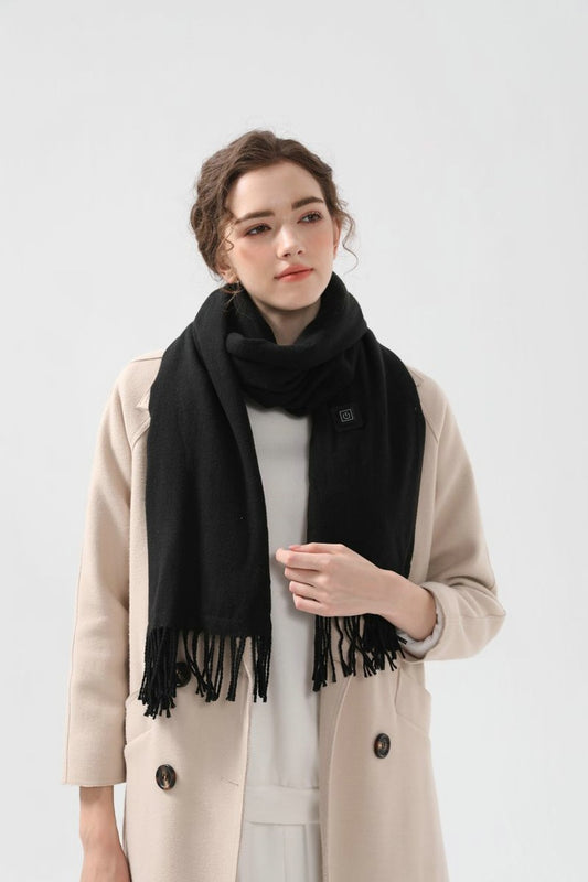 Black USB Electric Heated Scarf - 3-Level Heat Setting Winter Neck Warmer