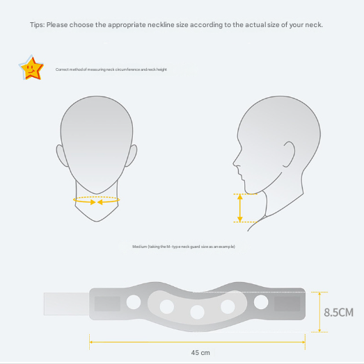 Size M Light Blue Ergonomic Neck Support Brace - Soft Cervical Collar for Posture Correction and Pain Relief