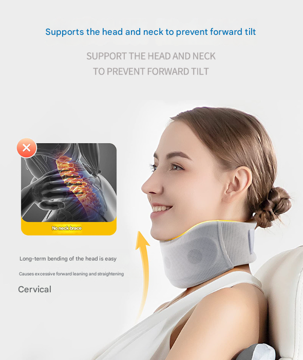 Size S Light Green Ergonomic Neck Support Brace - Soft Cervical Collar for Posture Correction and Pain Relief