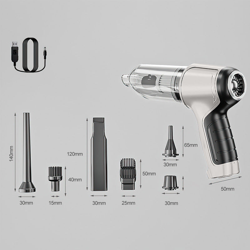 Black Powerful 3-in-1 Cordless Handheld Vacuum Cleaner - 12000Pa Suction & Air Duster Blower for Car Home & Office