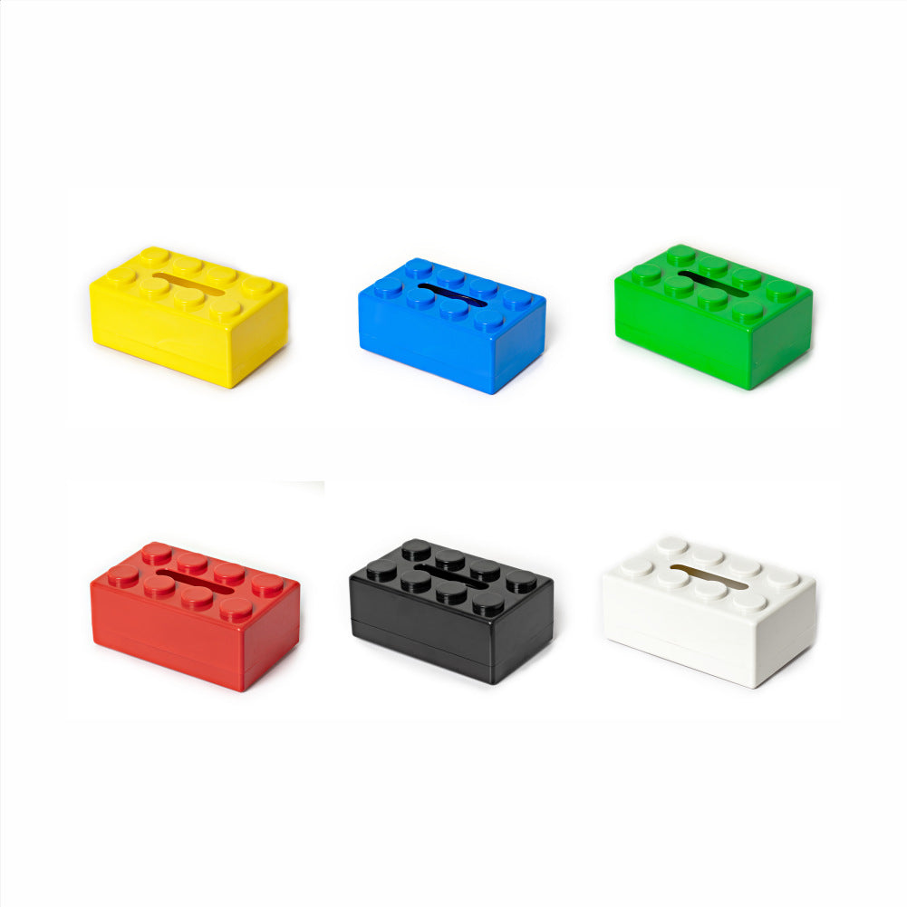 White 2 Pcs Creative Building Block Tissue Box Holder - Wall-Mounted & Desktop Dispenser for Bathroom, Kids Room & Office Decor