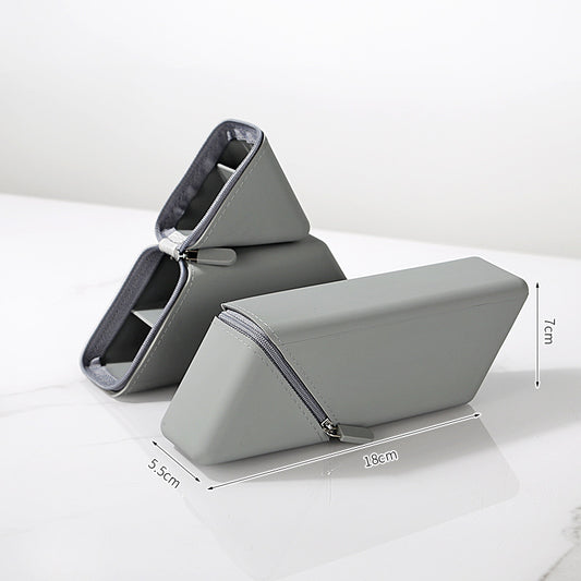 Grey Transforming Silicone Pencil Case - Stand-Up Pen Holder & Stationery Organizer