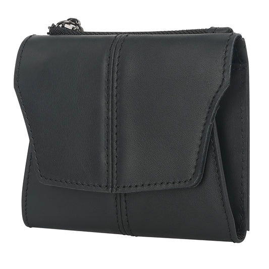 Black Genuine Leather Women's Wallet -C Multifunctional Coin & Card Holder, Fashionable Card Box in Top-Grade Cowhide