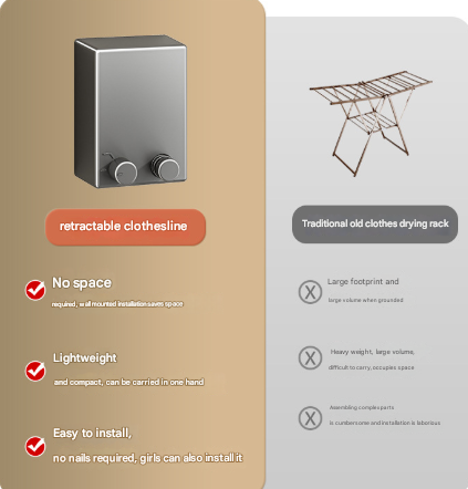 Gold Retractable Stainless Steel Clothesline - 4.2m Indoor and Outdoor Drying Solution