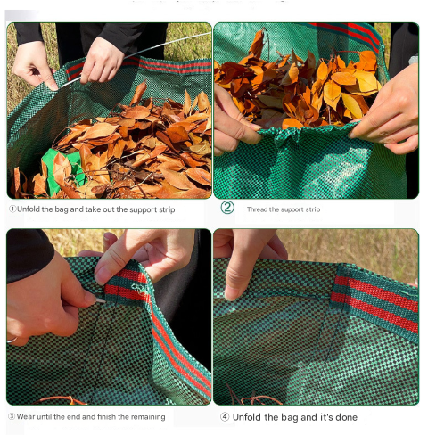 2PCS 128L(50cm*65cm) Heavy-Duty Foldable Garden Leaf Bag - Large-Capacity Horizontal Dustpan