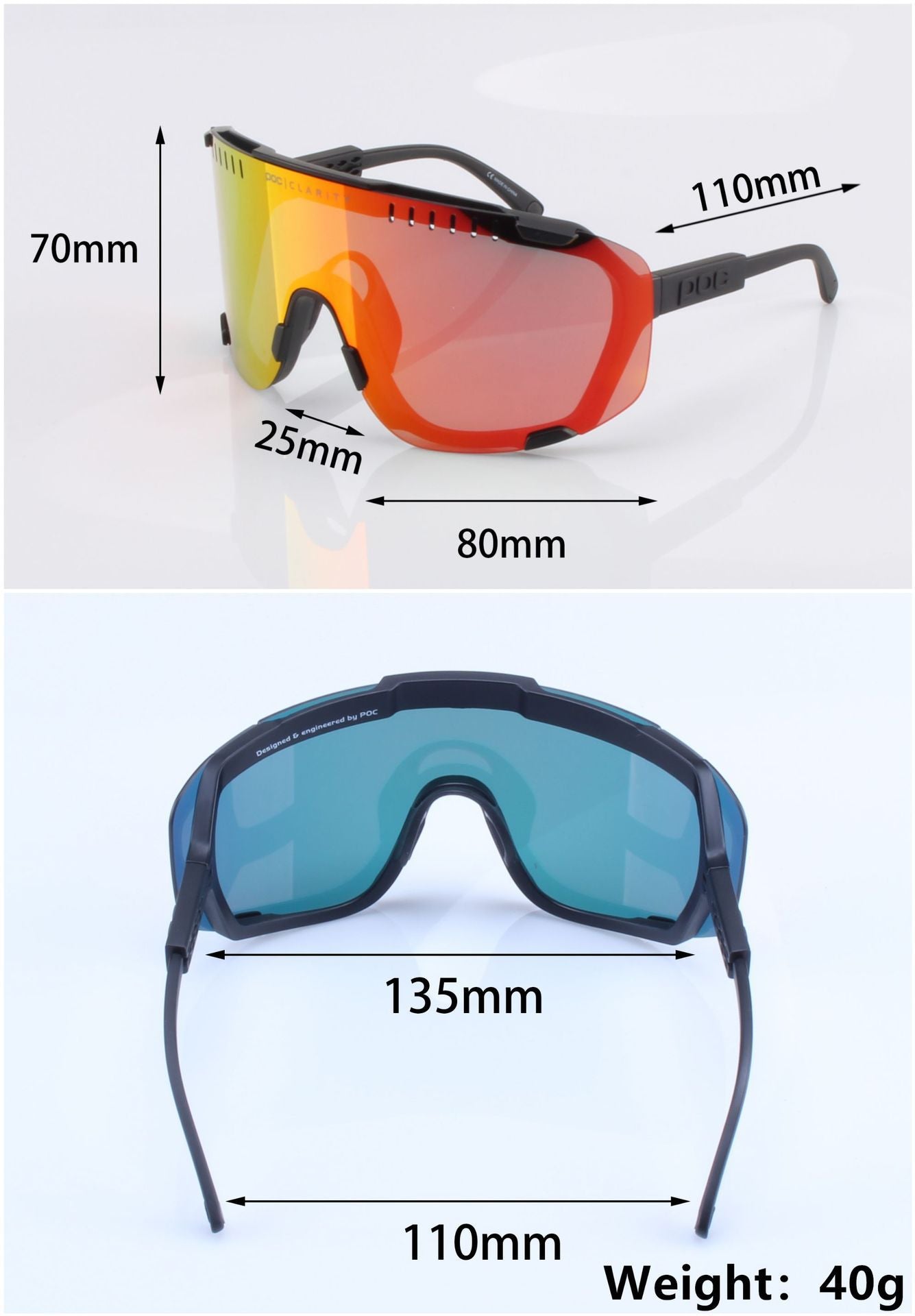 Light Blue Frame Tea Chips Oversized Shield Cycling Sunglasses - Wide Vision UV400 Sports Eyewear for Road & MTB