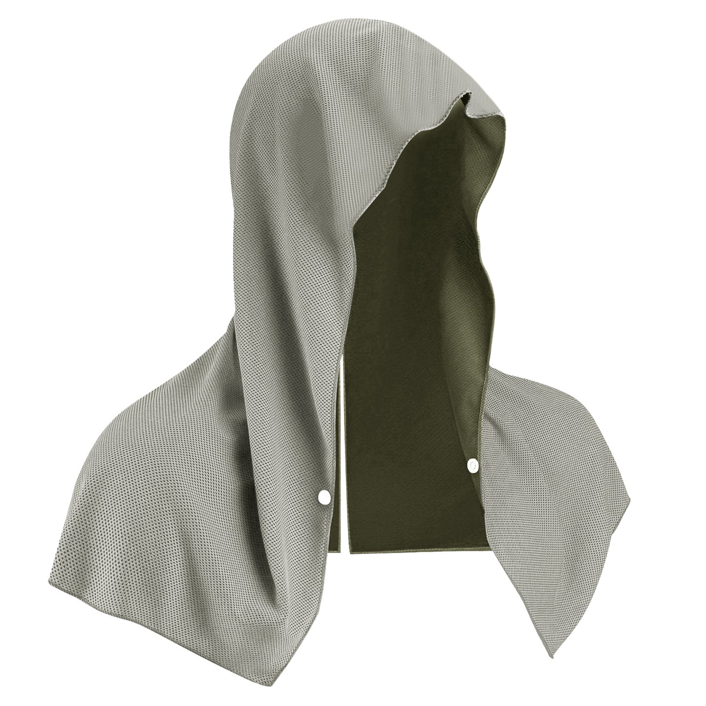 Grey 5-Pack Instant Cooling Towel Set - UPF Sun Protection Hooded Ice Towels for Sports & Outdoor Activities