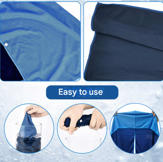 Green 5-Pack Instant Cooling Towel Set - UPF Sun Protection Hooded Ice Towels for Sports & Outdoor Activities