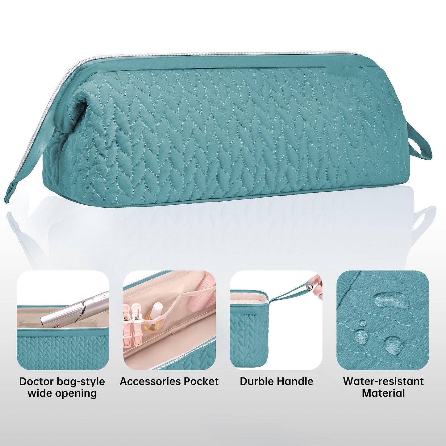 Pink Hair Styler Travel Case - Protective Storage Organizer Bag for Dryer, Curling Iron & Accessories